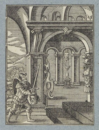 Saul'un başı Filistlilerin tapınağına getirildi by Christoffel van Sichem (II)