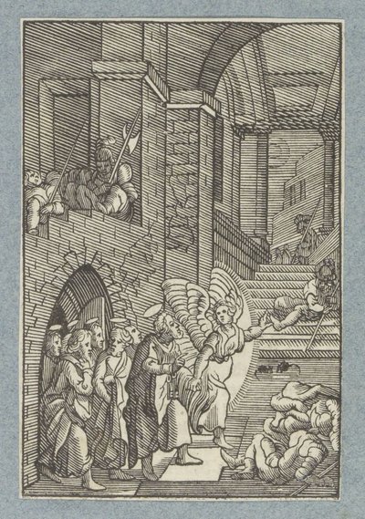 Petrus ve diğer havariler bir melek tarafından hapishaneden serbest bırakıldı by Christoffel van Sichem (II)