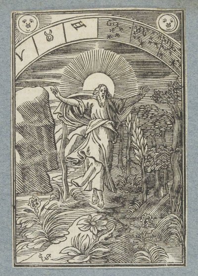 Yaratılışın dördüncü günü: Güneş, ay ve yıldızların yaratılması by Christoffel van Sichem (II)