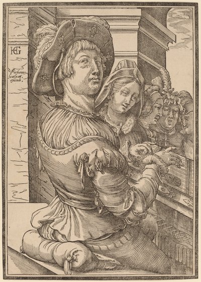 Psalterium Oynayan Genç Bir Adam by Christoffel van Sichem I after Hendrik Goltzius