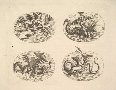 Putti with Sea Monsters, Neue Grotessken Buch, 1610
