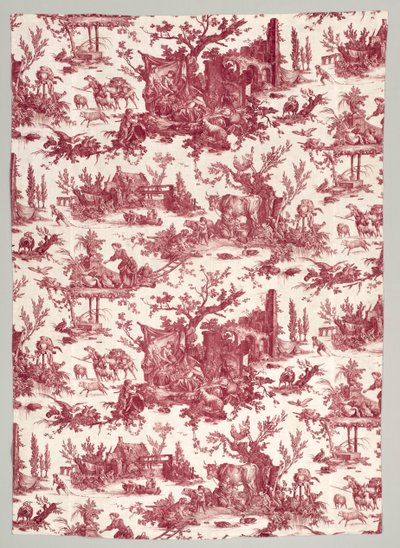 Les plaisirs de la ferme Design, 1785-1790 ile Copperplate Baskılı Pamuklu Şerit. by Christophe Philippe Oberkampf