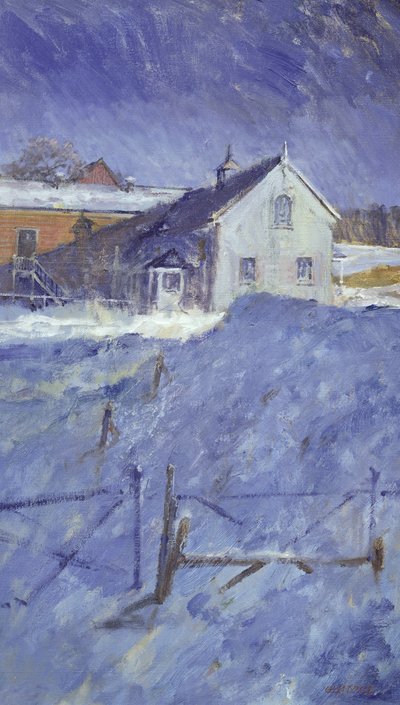 Silver Lodge'da Kış (tuval üzerine yağlıboya) by Christopher Glanville