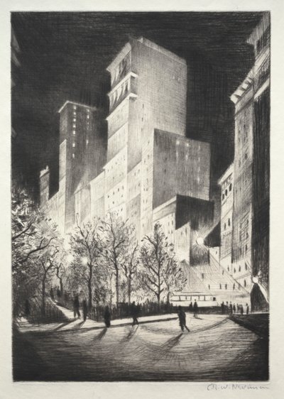 Üç AM: Madison Avenue'den Bir Köşe (02:00 New York ve Metropolis olarak da bilinir) by Christopher Richard Wynne Nevinson