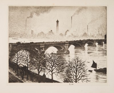 Bir Savoy Penceresinden Waterloo Köprüsü, pub. 1925. by Christopher Richard Wynne Nevinson