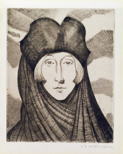 Edith Sitwell (1887-1964) 1927 (aşındırma ve kuru nokta) by Christopher Richard Wynne Nevinson