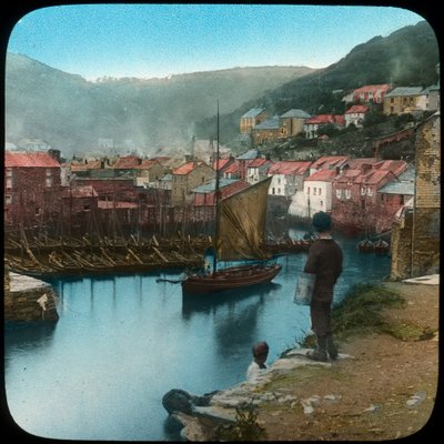 Polperro, Cornwall, 19. yüzyılın sonu veya 20. yüzyılın başı. by Church Army Lantern Department