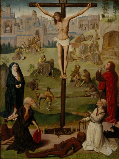 Aziz Jerome ve Aziz Dominic ile Çarmıha Gerilme ve Tutkudan Sahneler by Circle of Geertgen tot Sint Jans