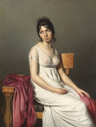 genç bir kadın portresi by Circle of Jacques Louis David