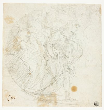 Tanımlanamayan İncil Sahnesi (recto); Eskizler (verso) by Ciro Ferri