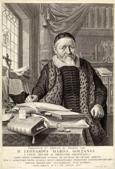 D. Leonardus Marius Goezanus, pub. 1654 gravürü. by Claes Corneliszoon Moeyaert