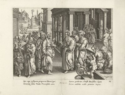 Pavlus büyücü Elymas ile tartışıyor Elçilerin İşleri (dizi başlığı) Acta Apostolorum (dizi adı) by Claes Jansz. Visscher (II) (workshop of)