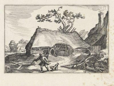 Bir çiftlikte havlayan köpek Çiftlik manzaraları (dizi başlığı) by Claes Jansz. Visscher (II)