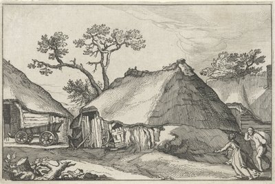 Çiftlik ve bir avluda bir vagon Çiftlikleri olan manzaralar (dizi başlığı) by Claes Jansz. Visscher (II)