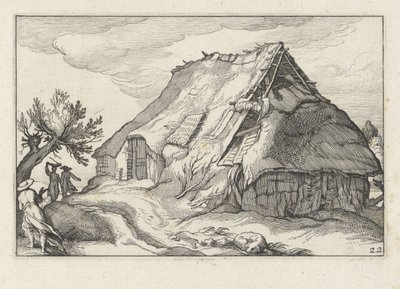Çöken sazdan çatılı çiftlik Çiftlikli manzaralar (dizi başlığı) by Claes Jansz. Visscher (II)