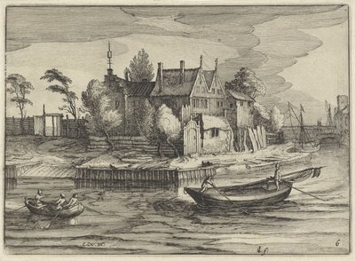 Bir mülkte eğimler Hollandalı manzaralar (dizi başlığı) Amaeniores Aliquot Regiunculae (nesne üzerinde dizi başlığı) by Claes Jansz. Visscher (II)
