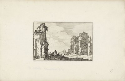 Bir Harabede İki Çoban Harabelerle İtalyan Manzaraları (dizi başlığı) Variae, Romanae'yi antikalaştırıyor (nesnedeki seri başlığı) by Claes Jansz. Visscher (II)