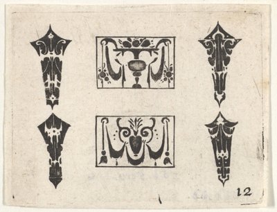 İki Yatay Panelli ve Dört Çerçeveli Blackwork Baskı, yakl. 1620. by Claes Jansz Visscher