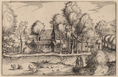 Bir gölet by Claes Jansz Visscher after Johannes van Doetechum, the Elder after Lucas