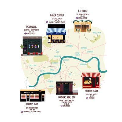 Eşsiz Londra Restoranları ve Barları Haritası by Claire Huntley