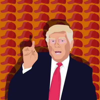 Trump ve beyzbol şapkası by Claire Huntley
