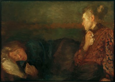 Hasta çocuğunun yatağında anne by Clara Siewert