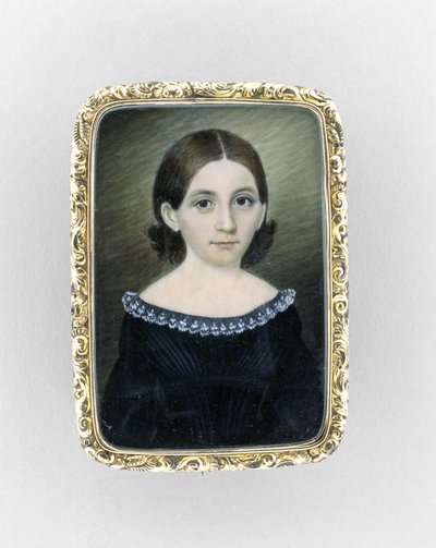 Bir Kızın Portresi, c.1845 (fildişi, yaldız ve cam üzerine suluboya) by Clarissa Peters