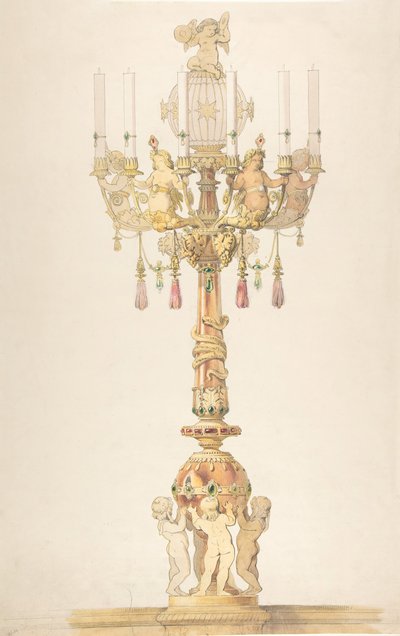 Bir Şamdan Tasarımı, 1810-38. by Claude Aimé Chenavard