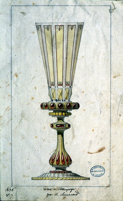 Şampanya flütleri için dekorasyon, sulu boya çizimi, Claude-Aymé Chenavard by Claude Amie Chenavard