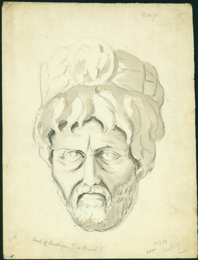 Bir Adamın Başı, 1874 (kağıt üzerinde wc ve kalem) by Claude Conder