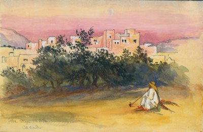 Jeba Köyü, 1872 (kağıt üzerinde tuvalet ve kalem) by Claude Conder
