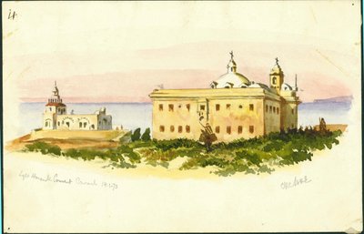 Deniz Feneri ve Manastırı, Carmel, 1873 (kağıda kalemle yapıyoruz) by Claude Conder