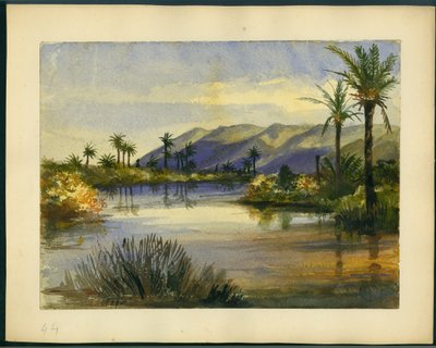 Kişon Nehri'nin Ağzı ve Carmel Dağı (kağıt üzerinde wc ve kalem) by Claude Conder