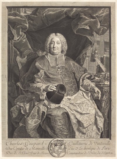 Charles-Gaspard-Guillaume de Ventimiglia du Luc, Paris Başpiskoposu by Claude Drevet after Hyacinthe Rigaud