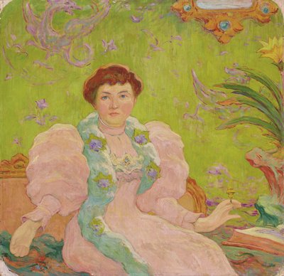 Pembe Elbiseli Genç Kadın; Jeune femme a la robe rose, 1893 dolayları (tuval üzerine yağlı boya) by Claude Emile Schuffenecker