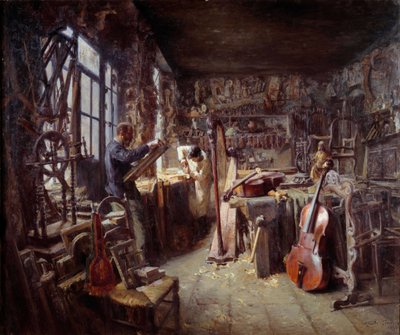 Aletlerle dolu atölyesinde bir restoratör. Claude Firmin (1864-1944) tarafından yapılan tablo 1896 Avignon musee Calvet Dikkat! Bu çalışmanın kullanımı, bir üçüncü taraf yetkilendirme talebine veya ek ücretlere tabi olabilir. by Claude Firmin