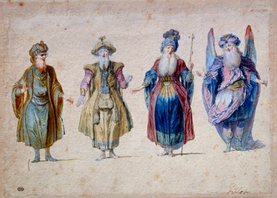 Aquarelle tiyatrosunun dört rahibi Claude Gillot (1673-1722) Paris, Musee du Louvre by Claude Gillot