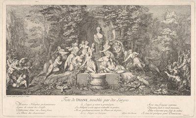 Satirler Feste de Diana tarafından kesintiye uğrayan Diana festivali, perturbée par des Satyres..., ca. 1786. by Claude Gillot