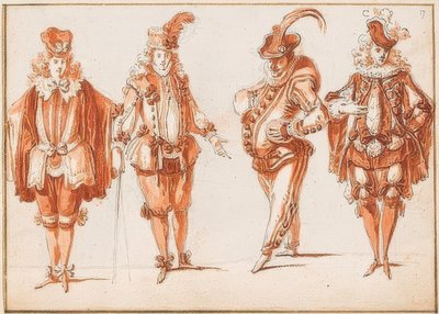 Dört kostüm karakteri by Claude Gillot