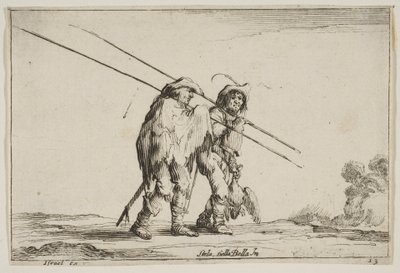 Levha 13: Sağa doğru yürüyen iki mızrakçı, sağ ellerinde kargılar..., 1642. by Claude Goyrand