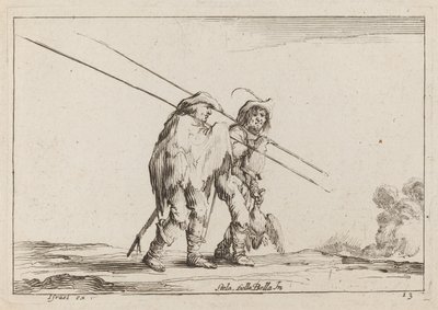 Yürüyerek Seyahat Eden İki Pikemen by Claude Goyrand after Stefano Della Bella