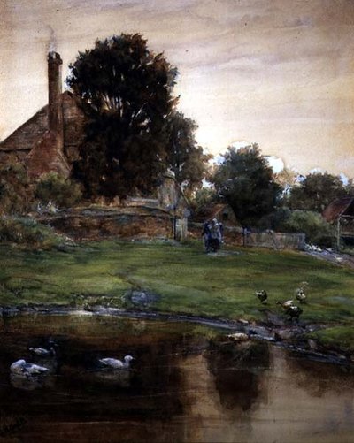 Ördek Göleti (kağıt üzerine suluboya, kurşun kalem ve gövde rengi) by Claude Hayes
