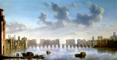 Eski Londra Köprüsü, c1630 by Claude Jongh