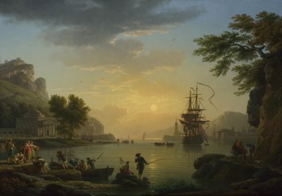 Balıkçıların Avlarıyla Döndükleri Gün Batımında Bir Manzara, 1773 by Claude Joseph Vernet