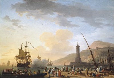 Gün batımında bir liman by Claude Joseph Vernet