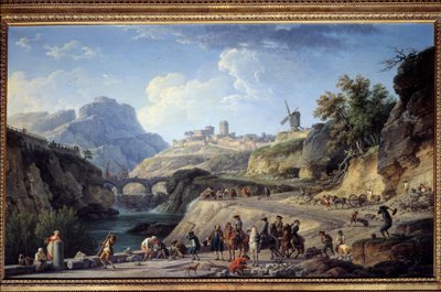 Büyük bir yol inşaatı Bir yolun şantiyesi. Joseph Vernet (1714-1789) Sun tarafından boyama. 0,97x1,62 m. by Claude Joseph Vernet