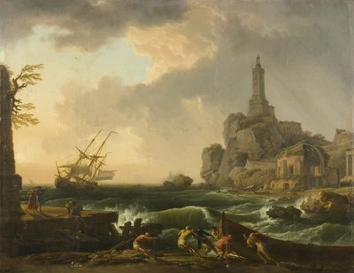 Cenova Deniz Feneri ve Minerva Medica Tapınağı by Claude Joseph Vernet