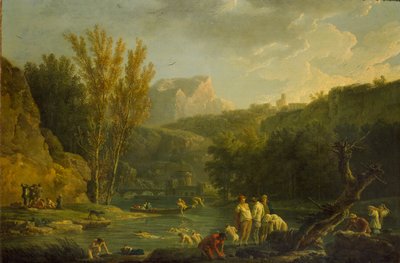 Yıkananlarla Nehir Manzarası, 1768-1770 by Claude Joseph Vernet