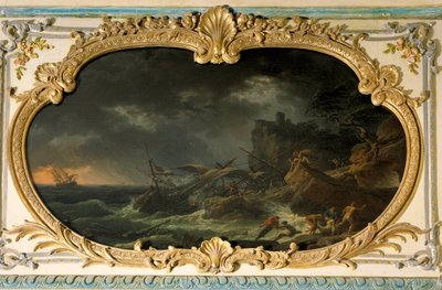 Günün Dört Parçası: Kuru bir denizde bir gemi enkazı sırasında Güney veya Tempete Gemileri. Joseph Vernet (1714-1789) 1762 tarafından boyama. Dim. 0,85x1,35 m. by Claude Joseph Vernet