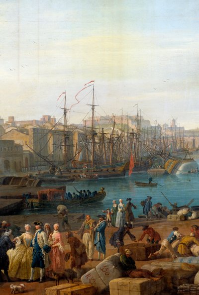 18. yüzyılda Marsilya limanı Malların boşaltılmasını temsil eden detay. Joseph Vernet (1714-1789) tarafından yapılan boyama by Claude Joseph Vernet